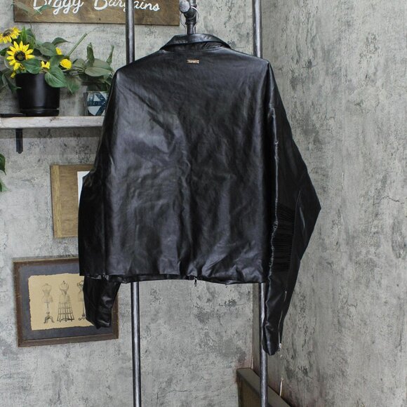 Boohoo Man Mens Faux Leather Moto Motorcycle Jacket 16668f690be736 Black L - Picture 2 of 5